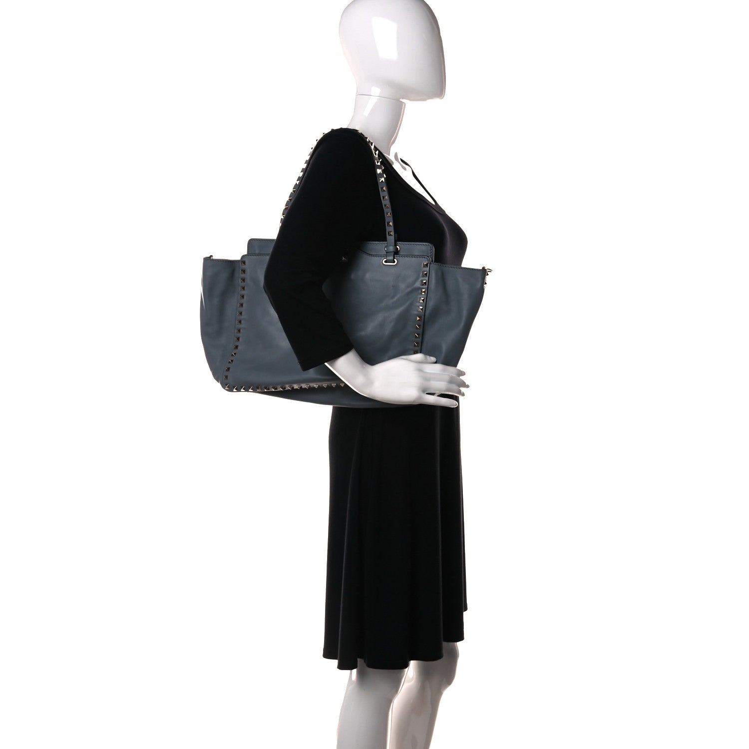Valentino Garavani Vitello Medium Rockstud Tote London Stone 2 of 23