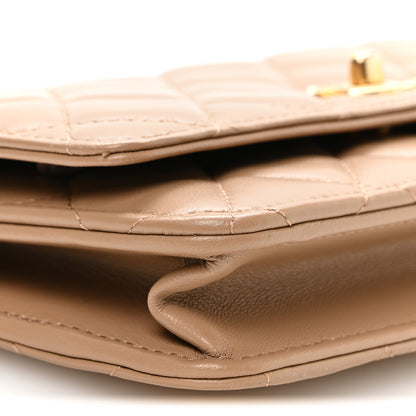 Chanel Lambskin Quilted CC Pearl Crush Wallet on Chain WOC Beige 9 of 11