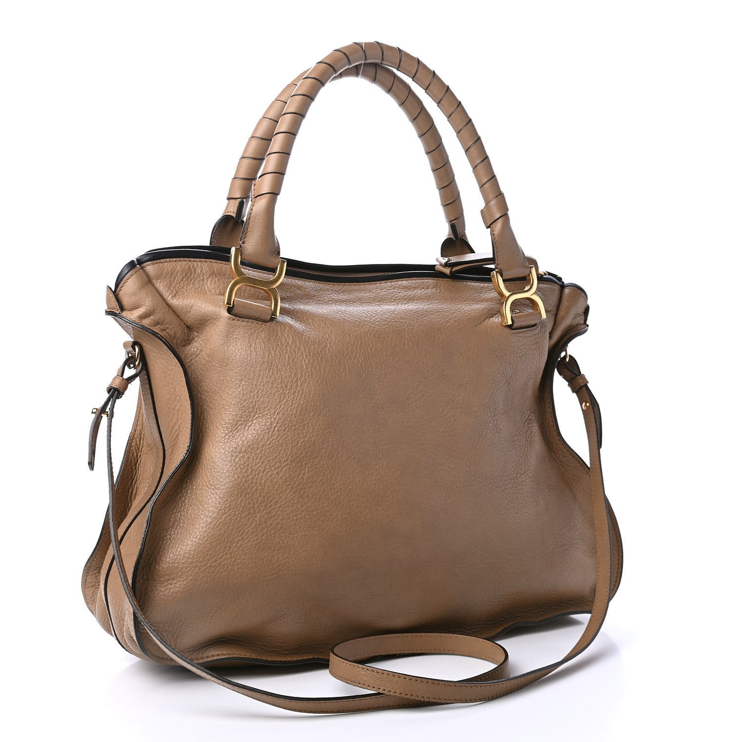 Calfskin Braided Large Marcie Satchel Nut