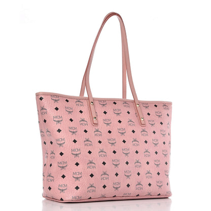 MCM Visetos Medium Anya Zip Top Shopper Tote Pink 4 of 14