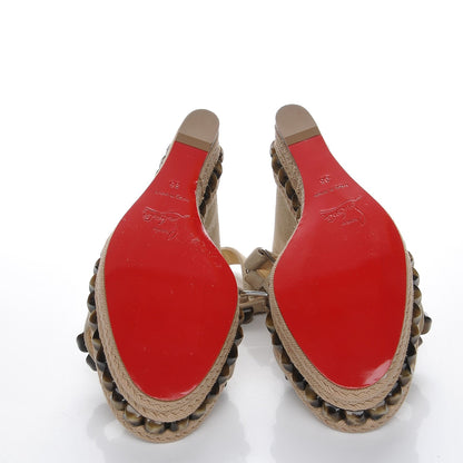 Christian Louboutin Veau Velours Cataclou 120 Wedge Sandals 35 Sable Corne 5 of 7