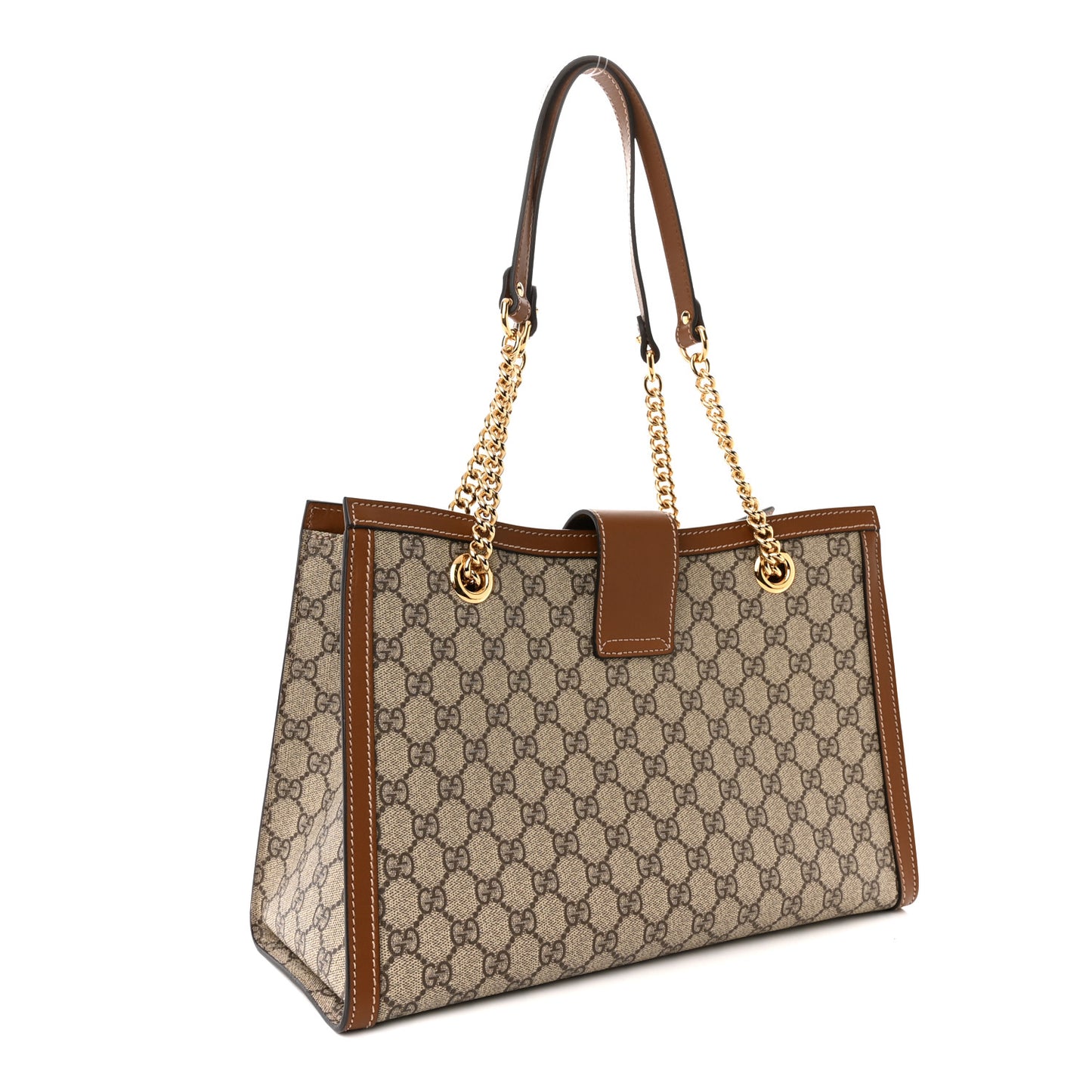GG Supreme Monogram Medium Padlock Tote Beige Cuir