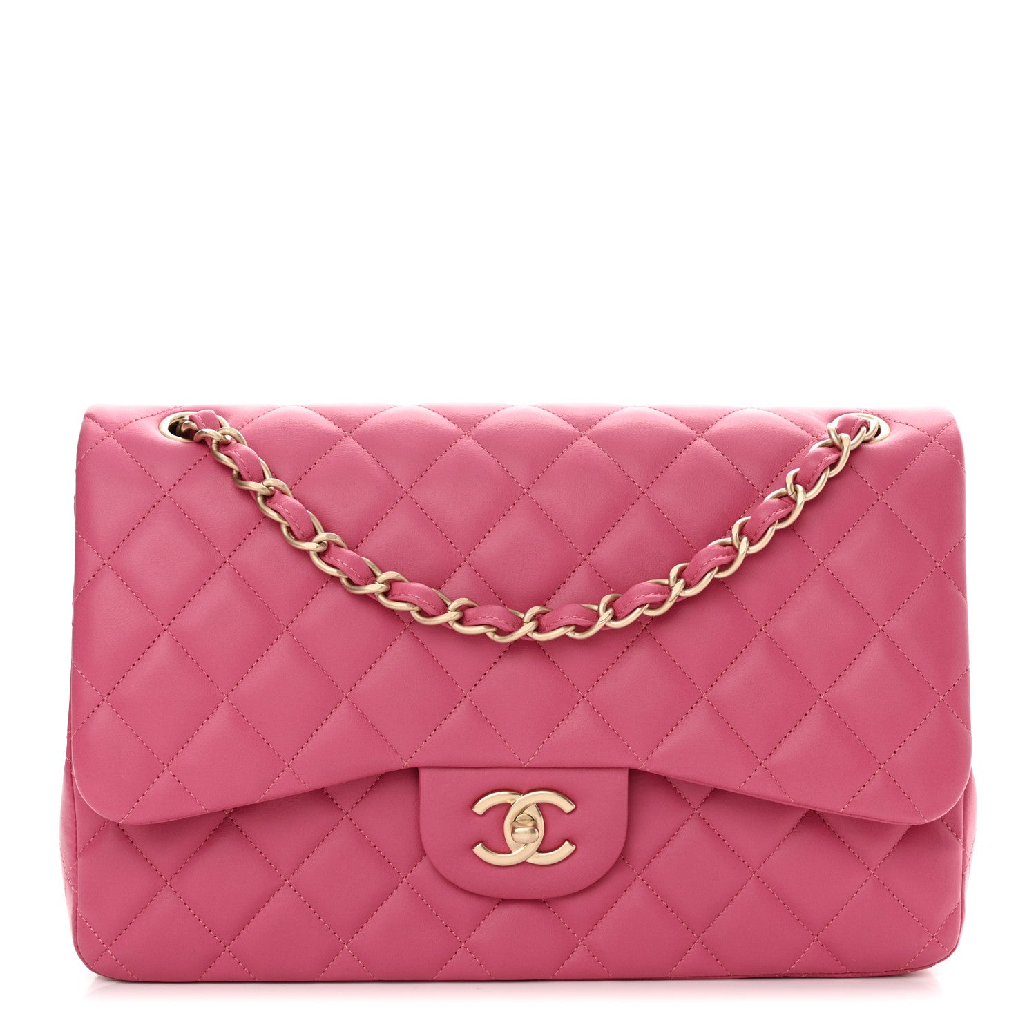 Chanel Lambskin Quilted Jumbo Double Flap Pink 1 of 10