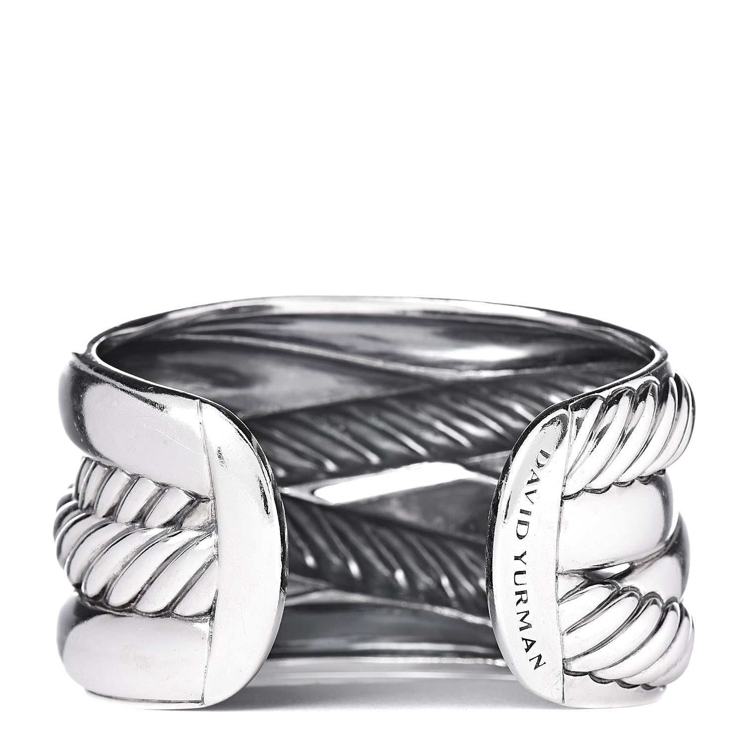 David Yurman Sterling Silver Crossover Cuff Bracelet 3 of 5