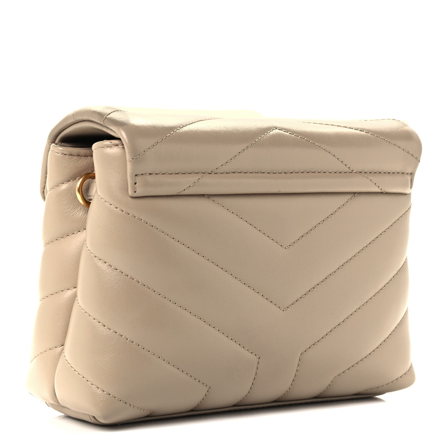 Saint Laurent Calfskin Y Quilted Monogram Toy Loulou Crossbody Bag Dark Beige 3 of 11