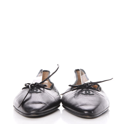 Chanel Lambskin Pointed Toe Bow Ballet Flats 37 Black 2 of 9