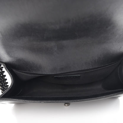 Chanel Calfskin Pleated Medium Boy Flap Black 5 of 11