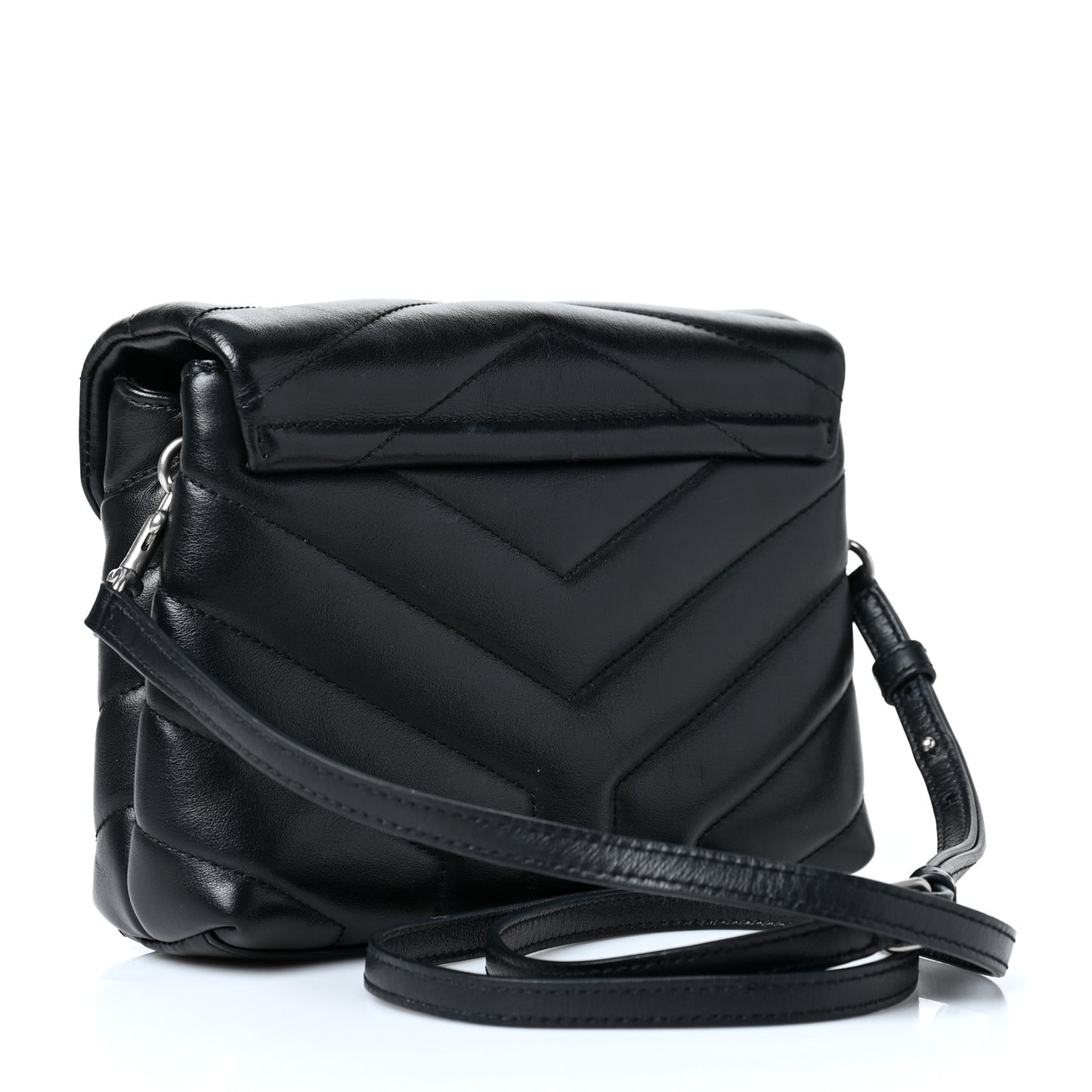 Calfskin Y Quilted Monogram Toy Loulou Crossbody Bag Black