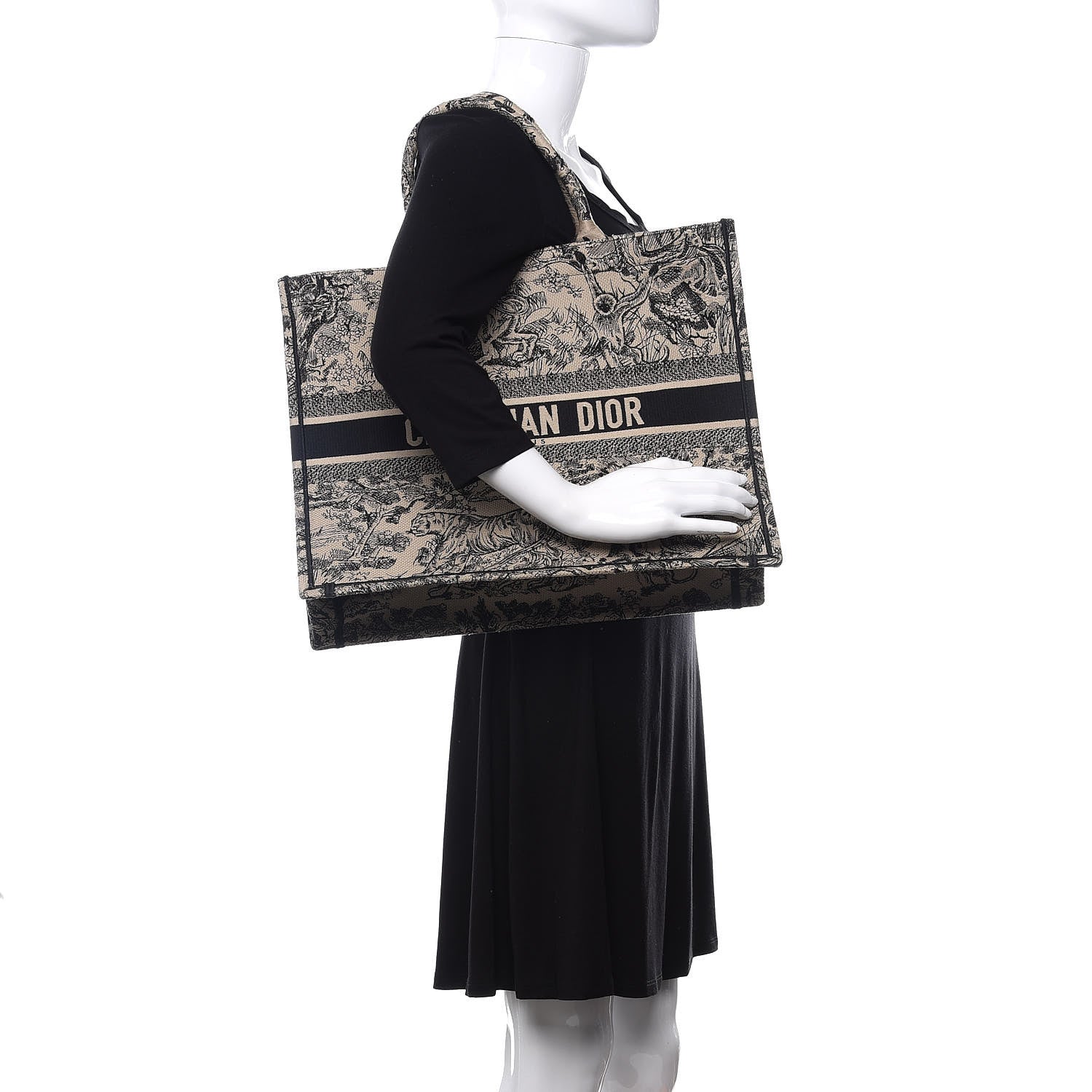 Christian Dior Canvas Embroidered Large Dioriviera Toile De Jouy Book Tote Black 2 of 11
