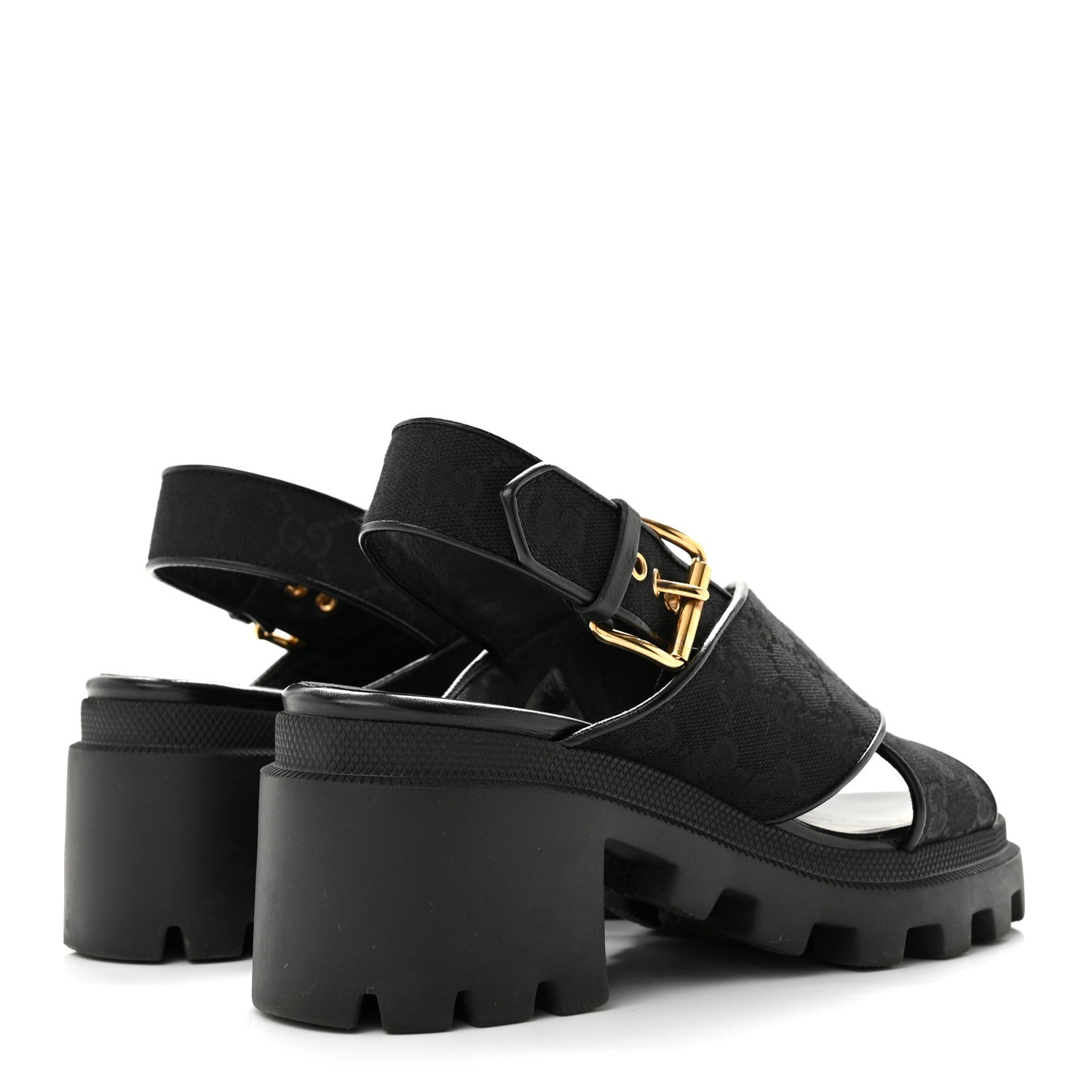 Gucci Monogram Granada Kid Trip 40/72mm Lug Sole Sandals 38.5 Black 5 of 11