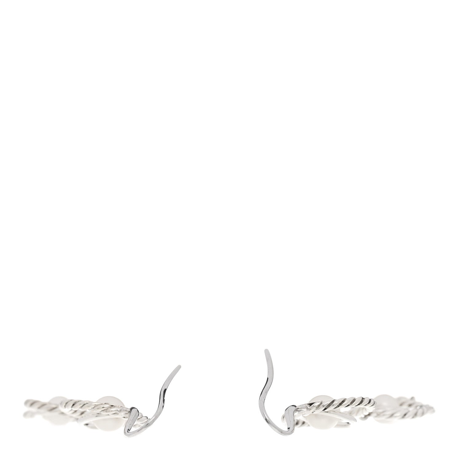 David Yurman Sterling Silver Cultured Pearl Cable Triple Drop Earrings 3 of 4
