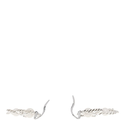David Yurman Sterling Silver Cultured Pearl Cable Triple Drop Earrings 3 of 4