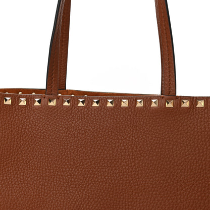 Valentino Garavani Grained Calfskin Rockstud Shoulder Tote Bright Cognac 7 of 9