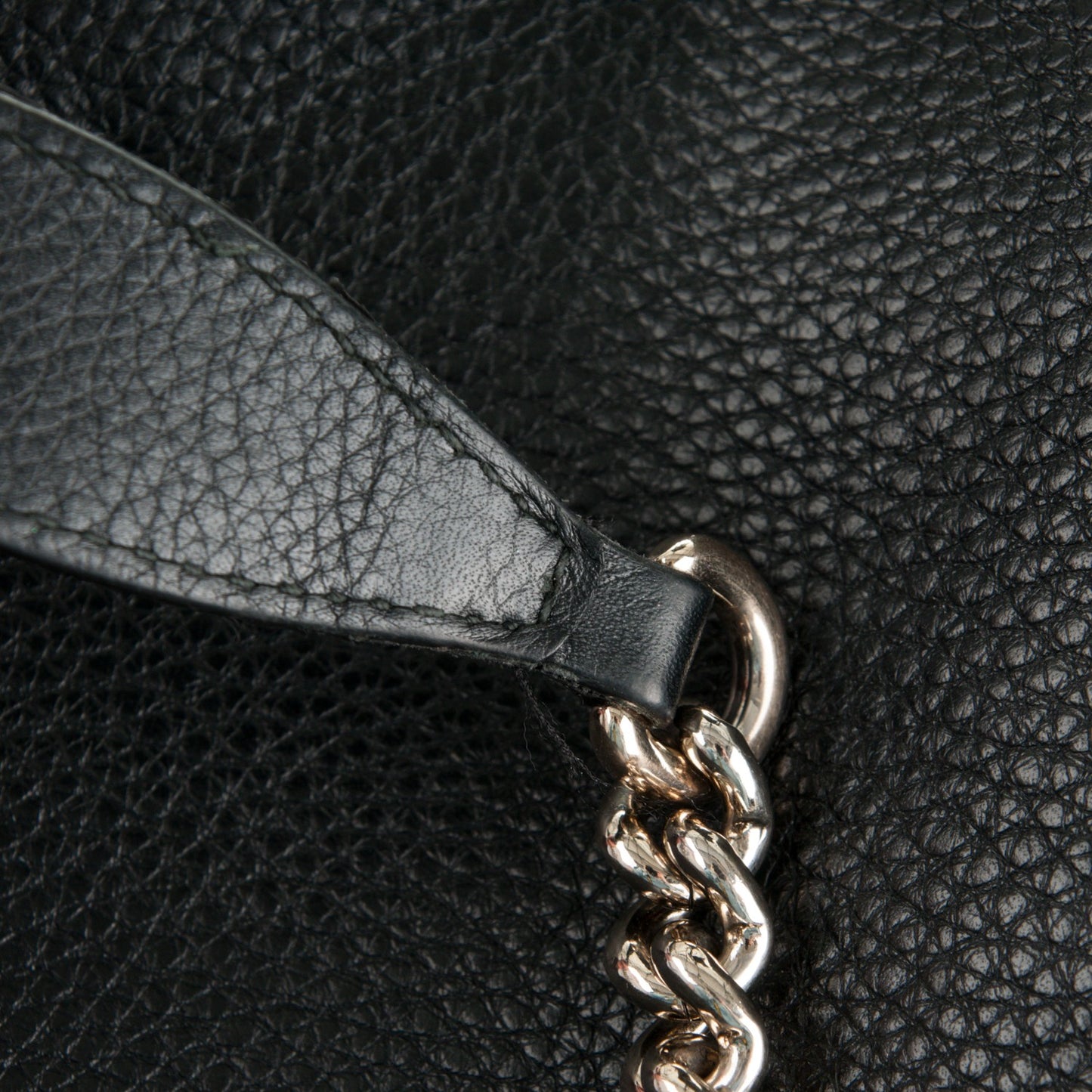Pebbled Calfskin Medium Soho Chain Shoulder Bag Black