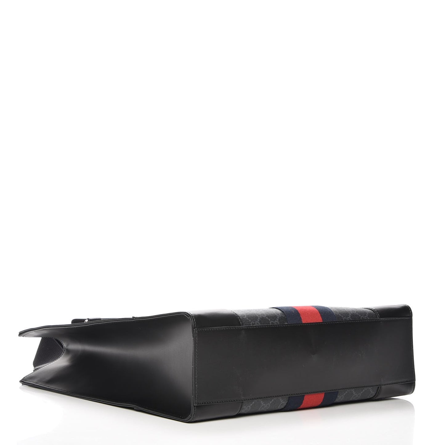 GG Supreme Monogram Web Angry Cat Embroidered Vertical Tote Black Grey