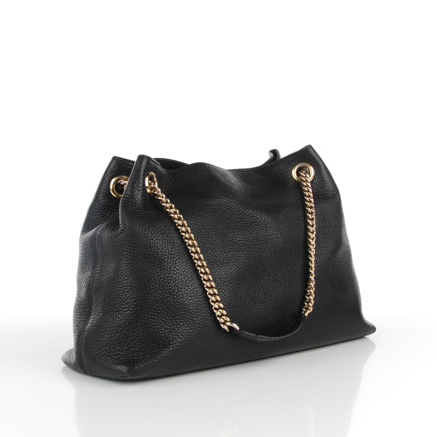 Gucci Pebbled Calfskin Medium Soho Chain Shoulder Bag Black 3 of 9