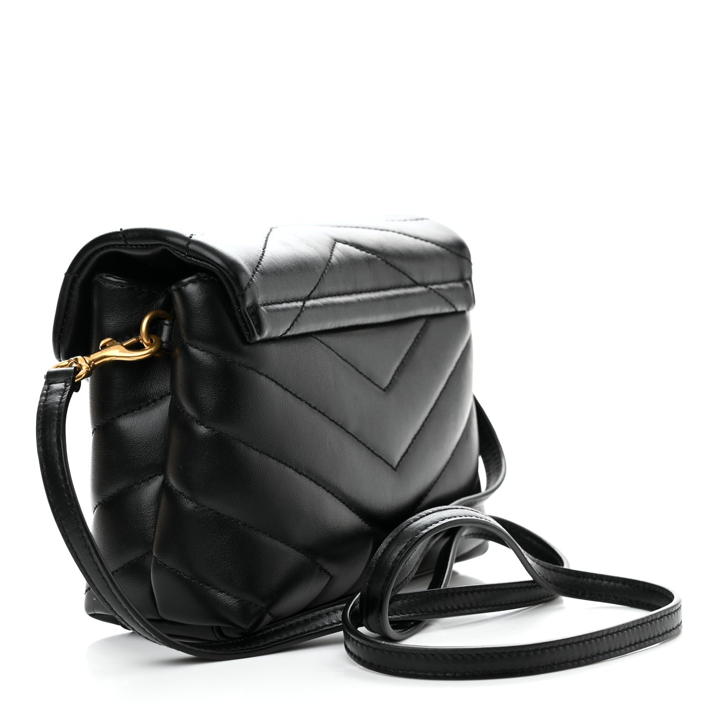 Calfskin Y Quilted Monogram Toy Loulou Crossbody Bag Black