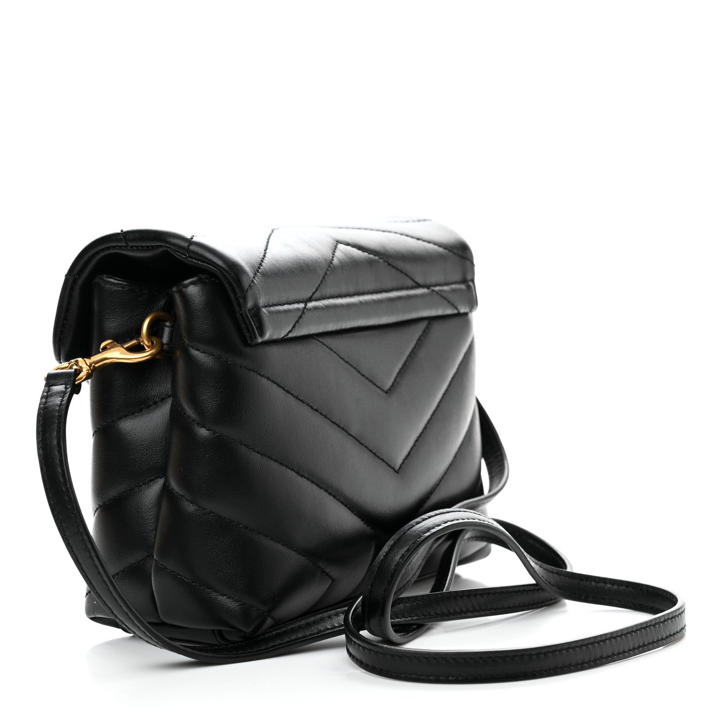 Saint Laurent Calfskin Y Quilted Monogram Toy Loulou Crossbody Bag Black 3 of 10