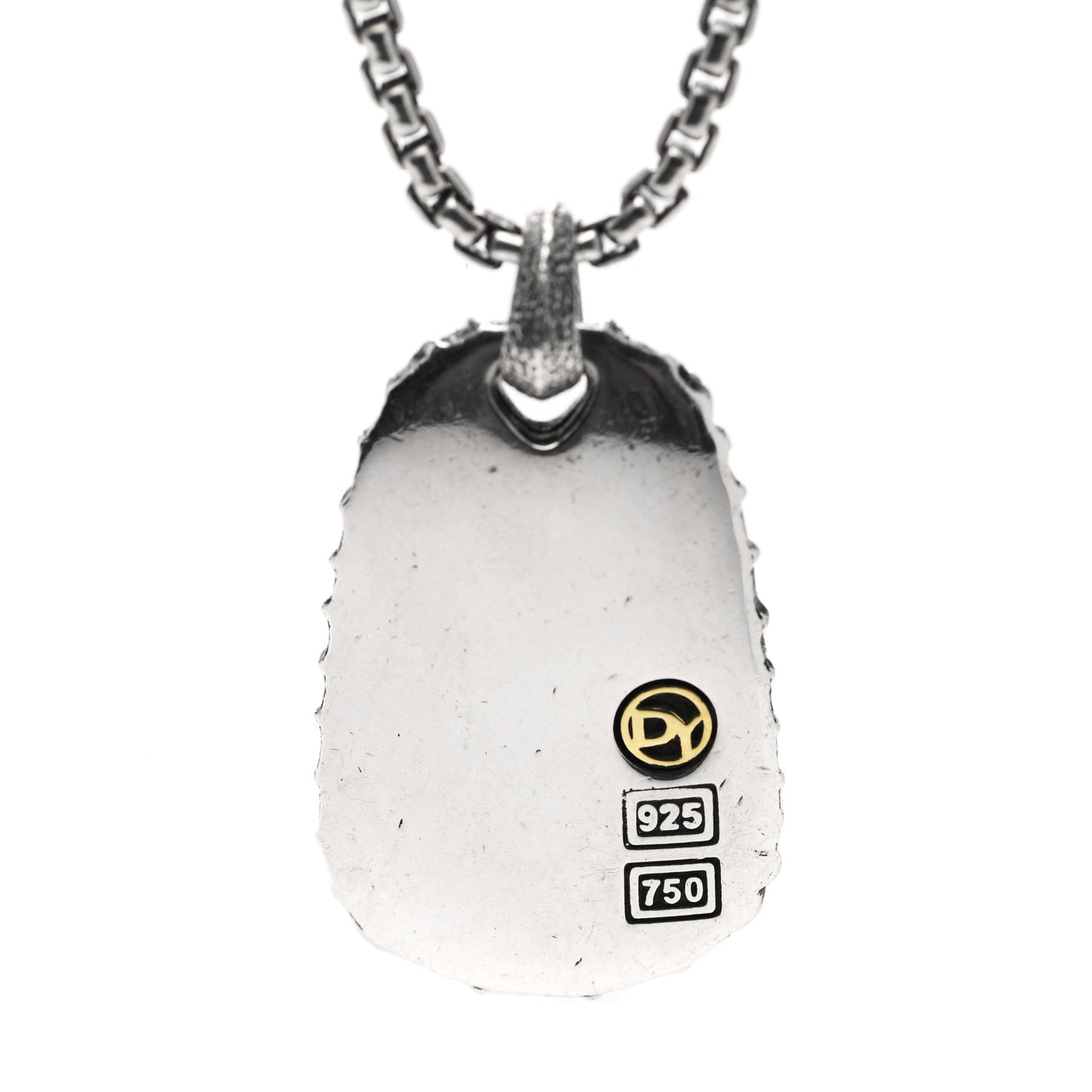 Sterling Silver 18K Yellow Gold Seahorse Dog Tag Pendant Necklace