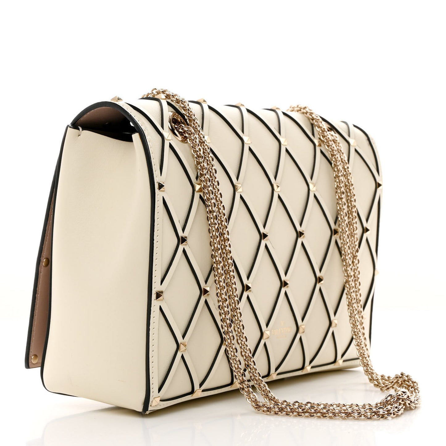 Smooth Calfskin Quilted Beehive Shoulder Bag Light Ivory