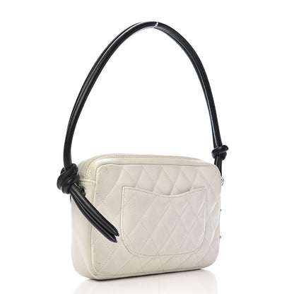 Chanel Calfskin Quilted Cambon Pochette White Black 2 of 13