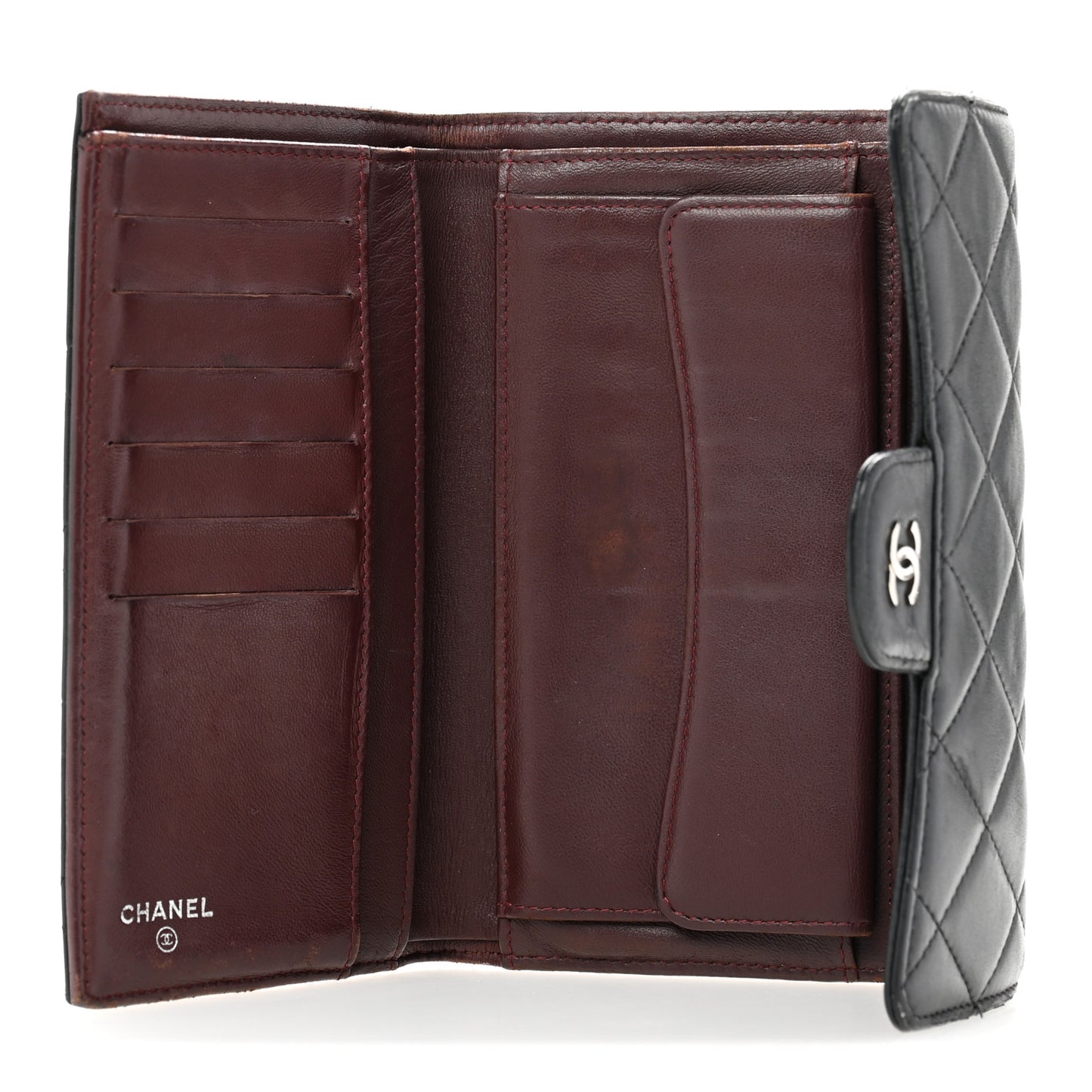 Lambskin Quilted Large Flap Wallet Black
