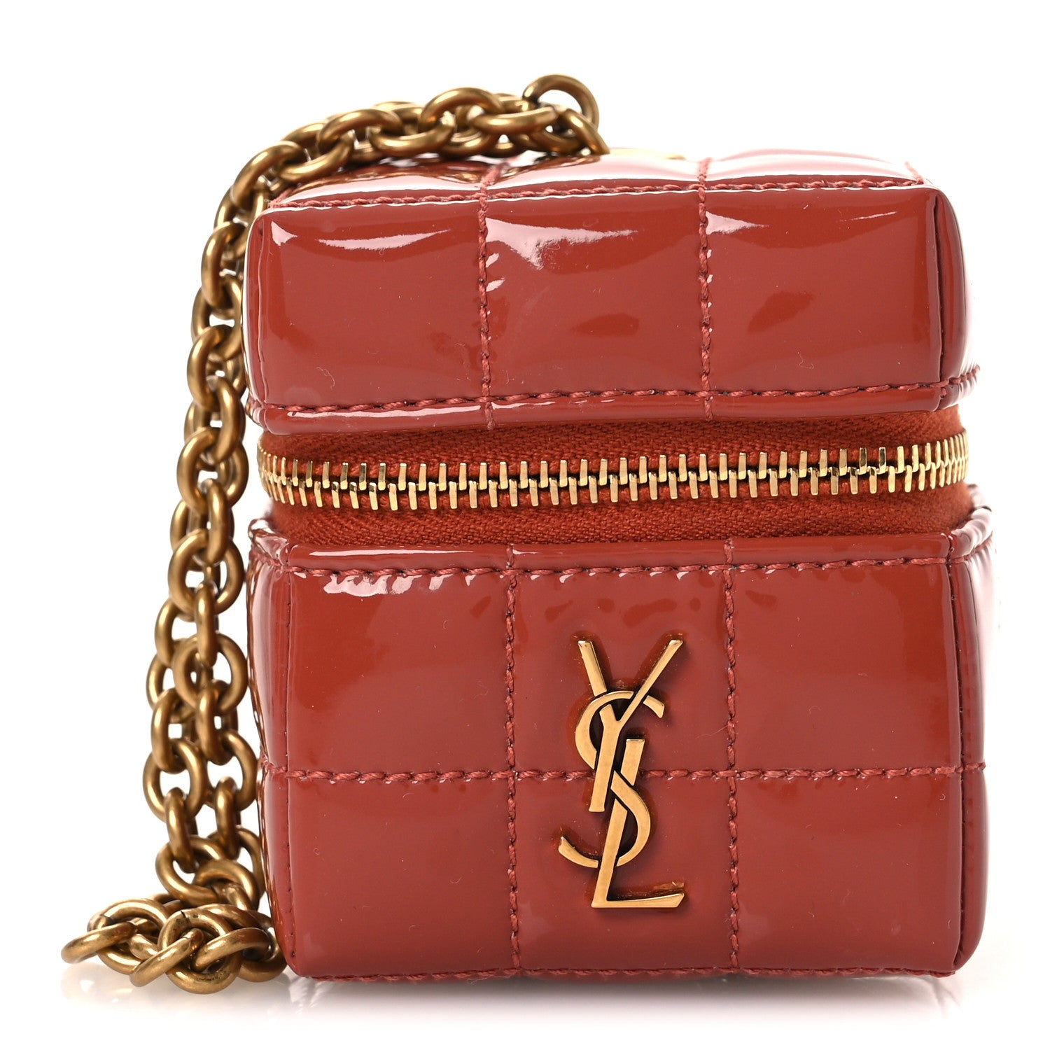 Saint Laurent Patent Calfskin Cassandre Matelasse Carre Mini Cube On Chain Mild Rose 1 of 9