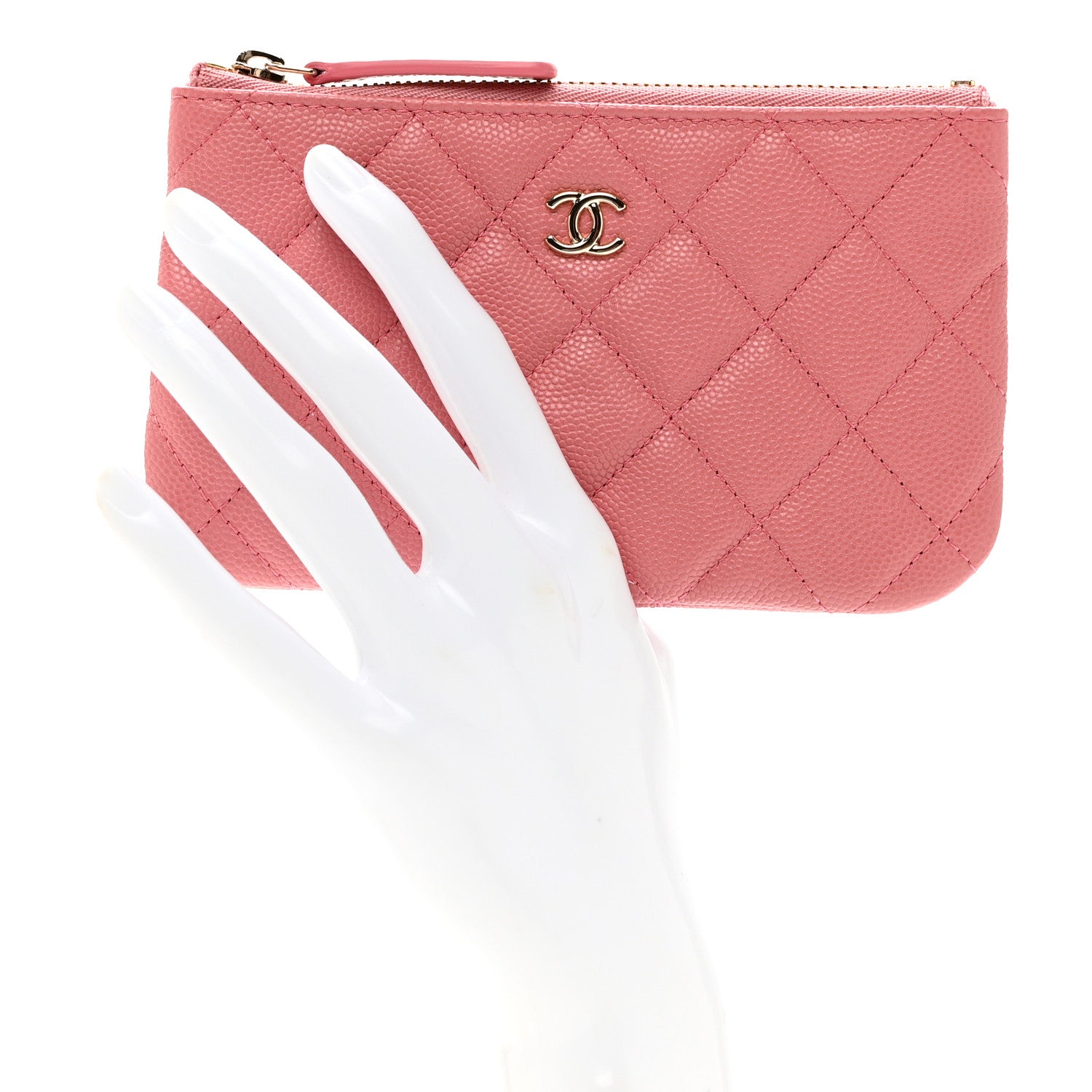 Chanel Caviar Quilted Small Cosmetic Case Dark Pink 2 of 8