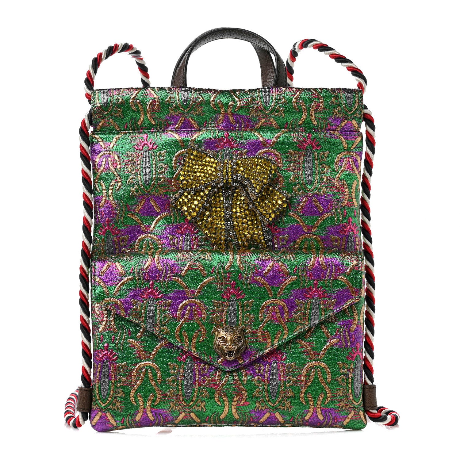 Gucci Brocade Animalier Bow Drawstring Backpack Multicolor 1 of 10