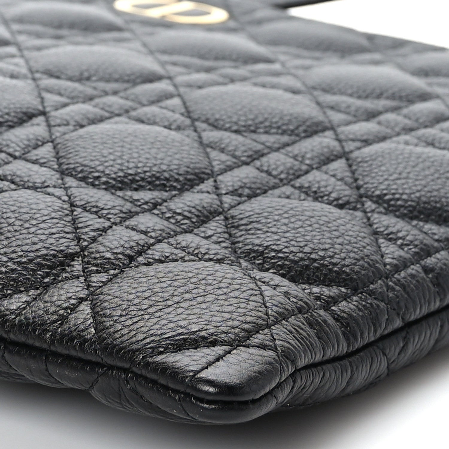 Christian Dior Grained Calfskin Cannage Large Caro Daily Pouch Black 8 of 8