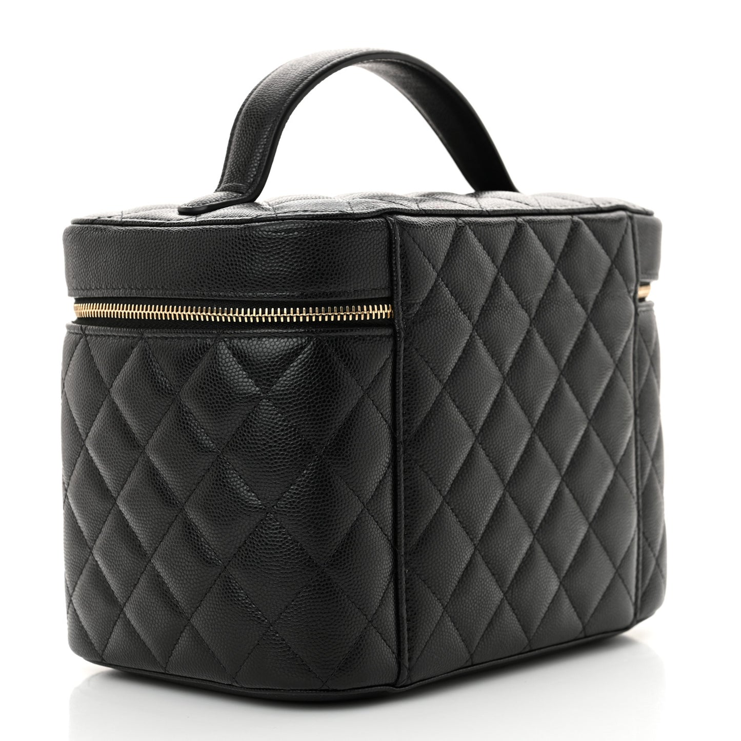 Caviar Quilted Large Vanity Pouch Black