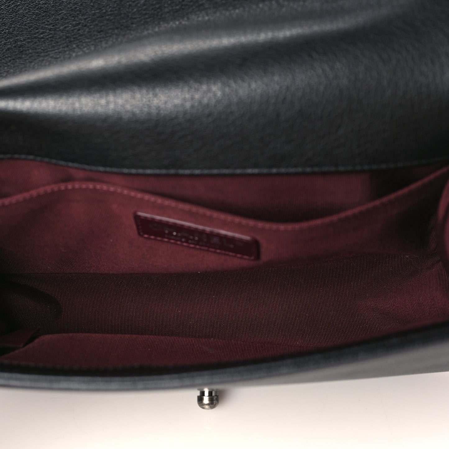 Goatskin Quilted Patent Medium Duo Boy Flap Black