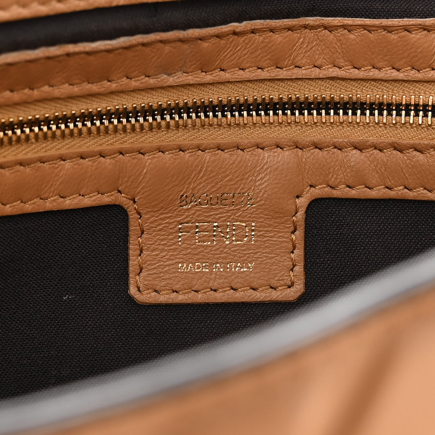 Fendi Nappa FF 1974 Embossed Baguette Miele Scuro 6 of 21