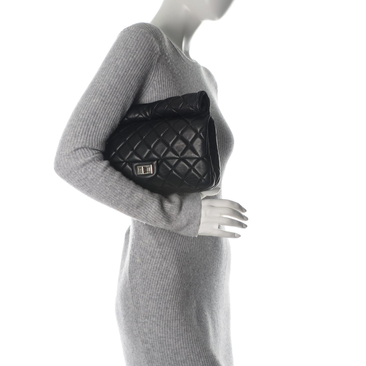 Lambskin Quilted Medium Roll Reissue Clutch Black