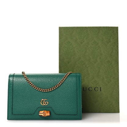 Gucci Textured Dollar Calfskin Mini Diana Chain Bag Emerald 11 of 11