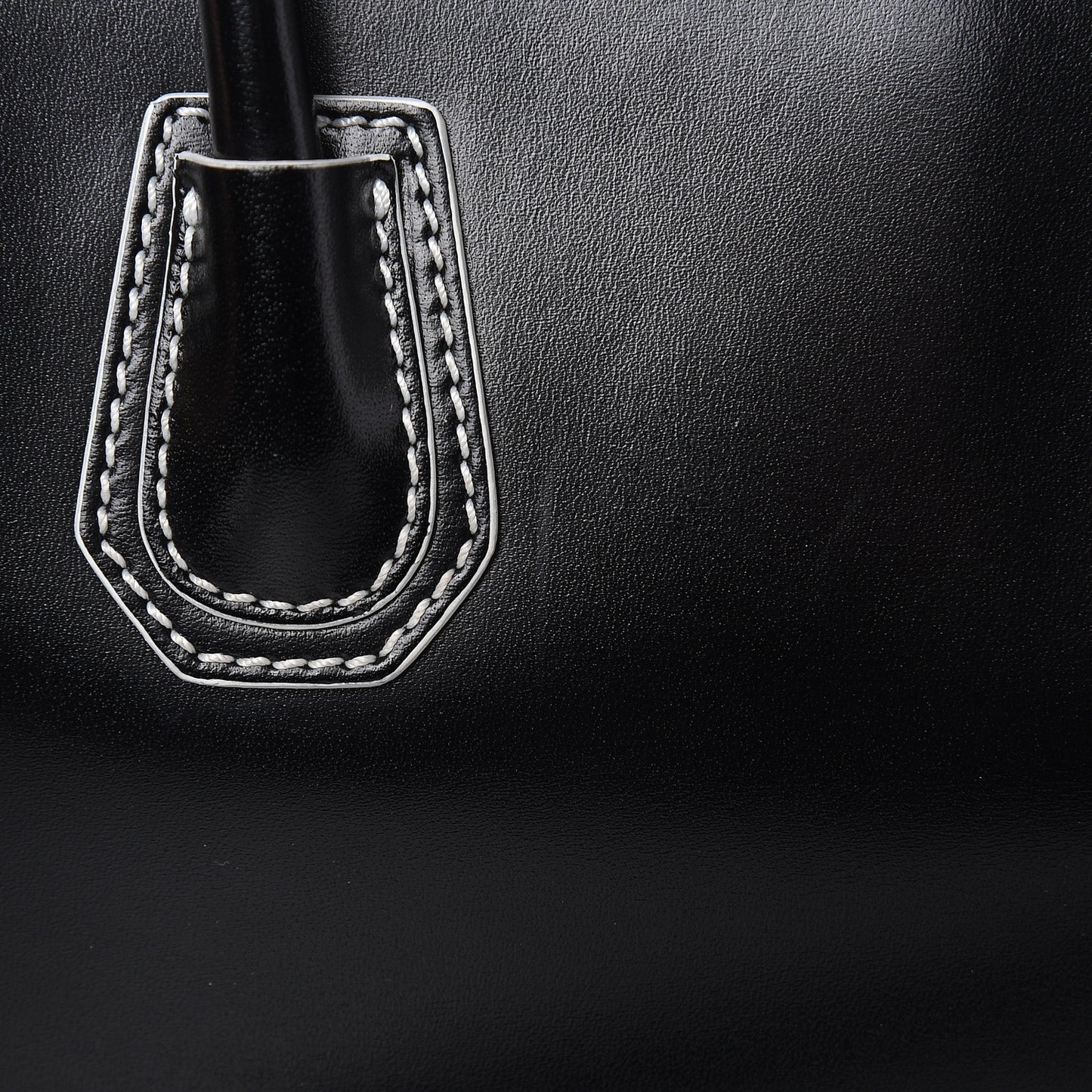 Calfskin Contrast Topstitch Small Antigona Black White