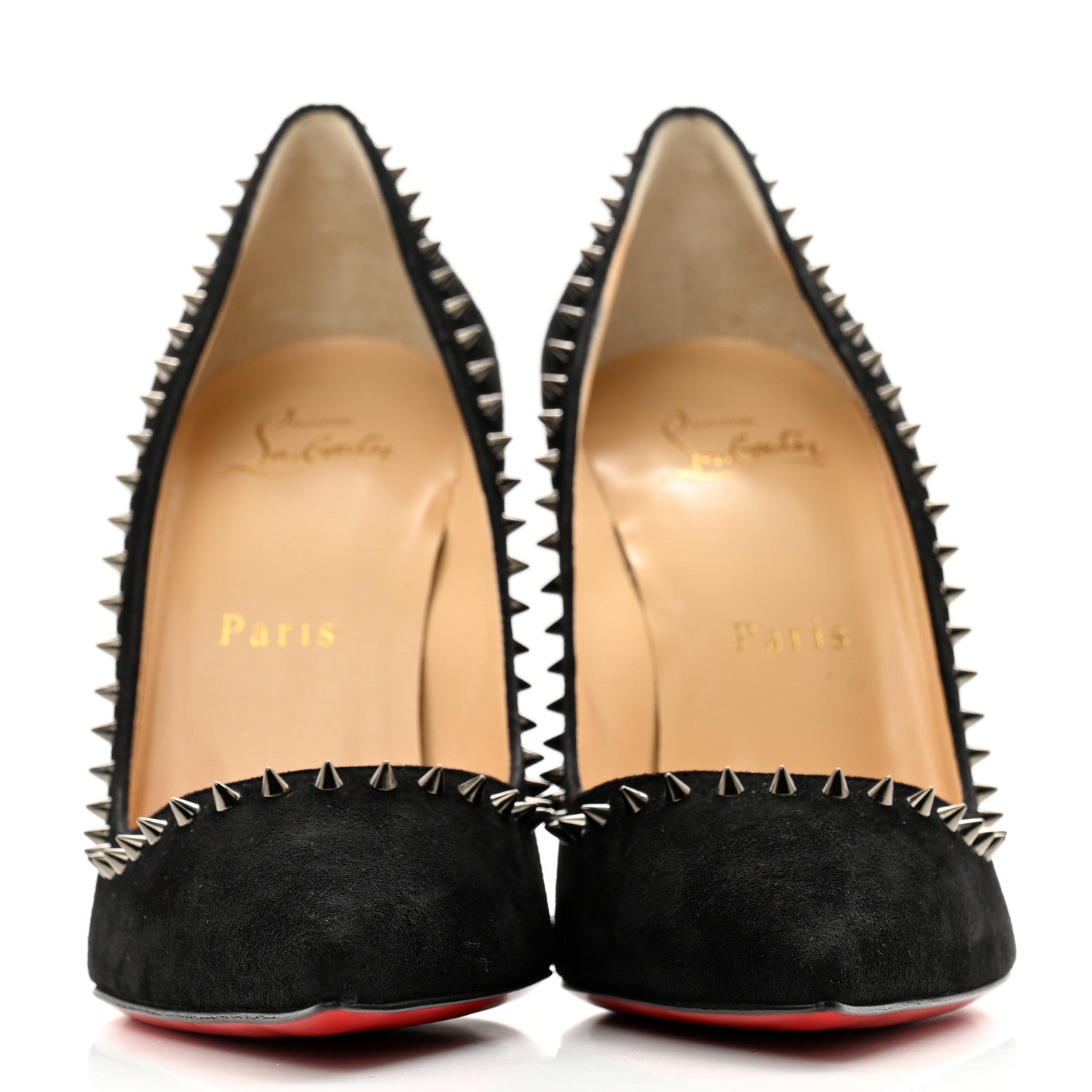 Christian Louboutin Veau Velours Anjalina 100 Pumps 36.5 Black Gun 2 of 10