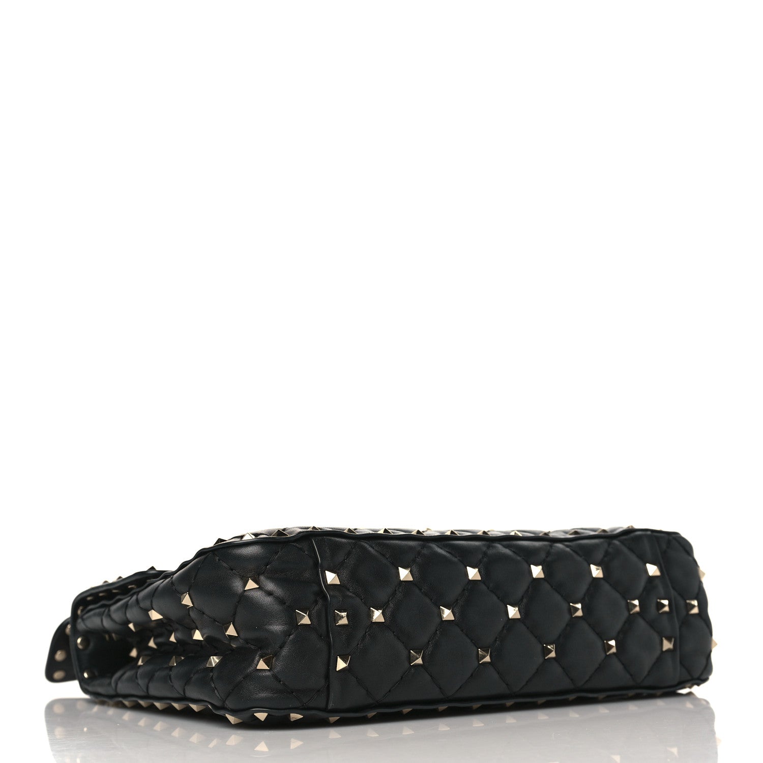 Valentino Garavani Lambskin VLTN Print Medium Rockstud Spike Shoulder Bag Black 4 of 8