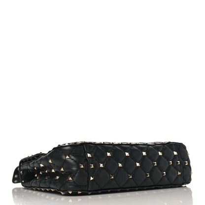 Valentino Garavani Lambskin VLTN Print Medium Rockstud Spike Shoulder Bag Black 4 of 8