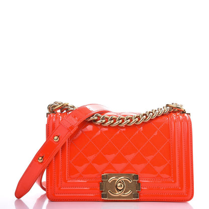 Chanel Patent Calfskin Quilted Small Boy Flap Orange 1 of 13