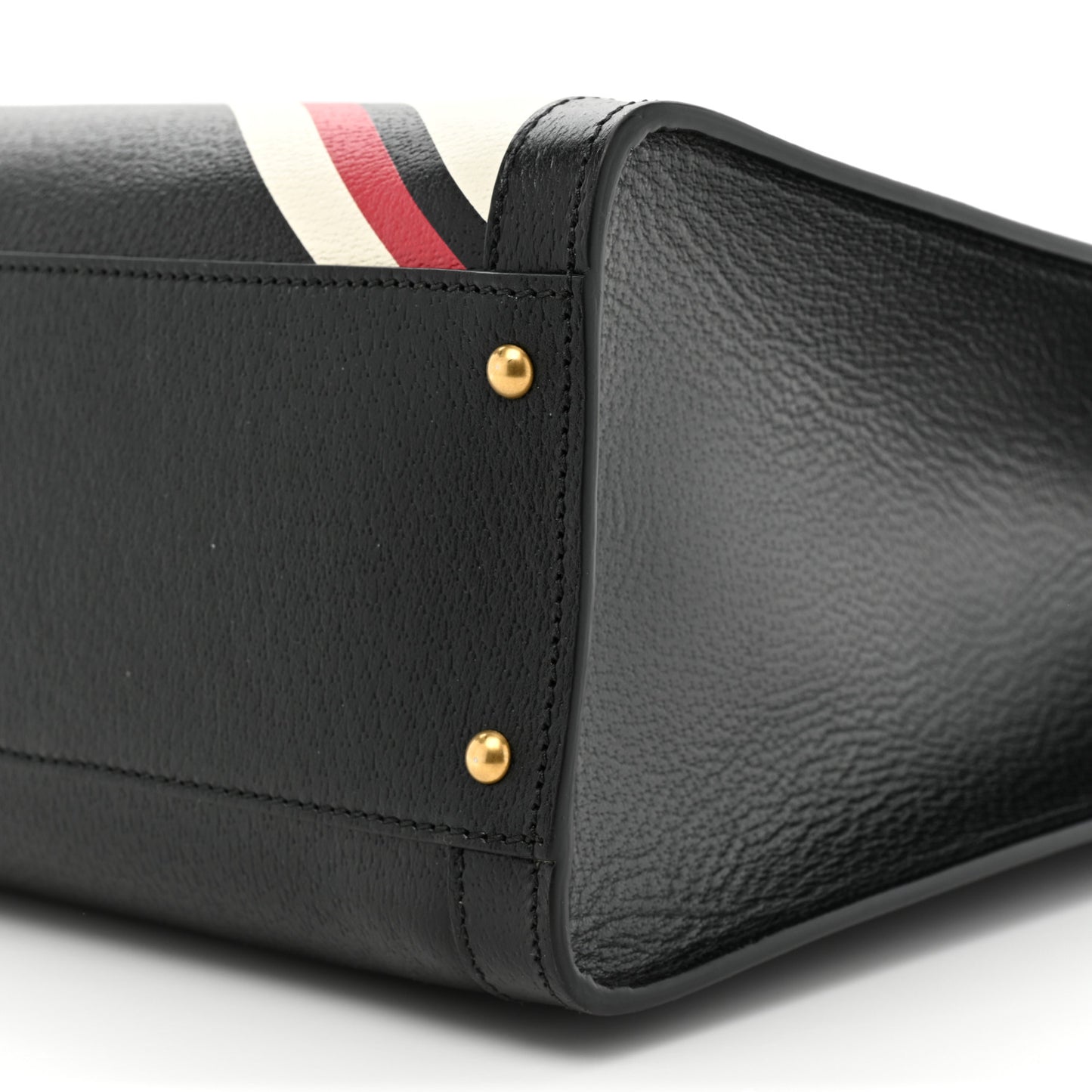 Textured Dollar Calfskin Stripe Studded Large Diana Tote Bag Black Multicolor