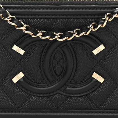 Chanel Caviar Quilted CC Filigree Clutch With Chain Black 11 of 14