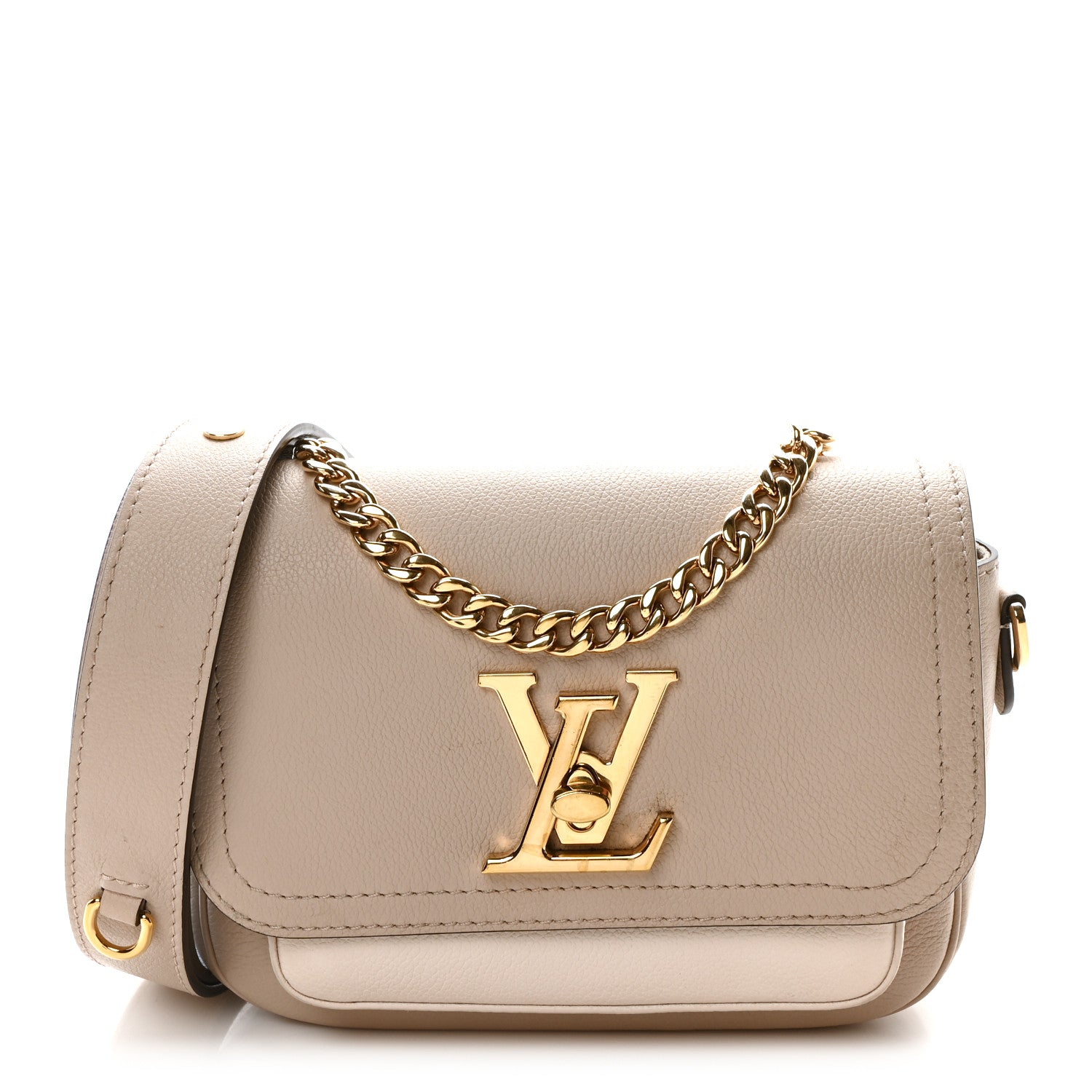 Louis Vuitton Grained Calfskin Lockme Tender Greige 1 of 9