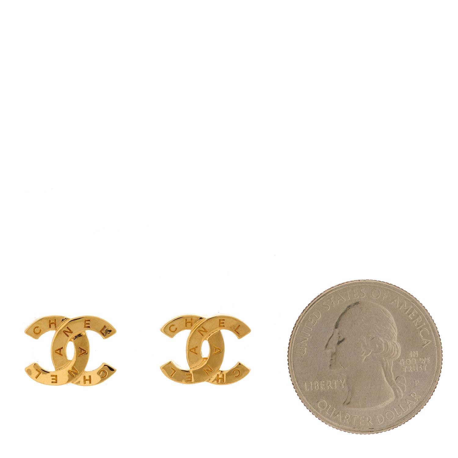Chanel Metal CC Paris Button Stud Earrings Gold 2 of 5