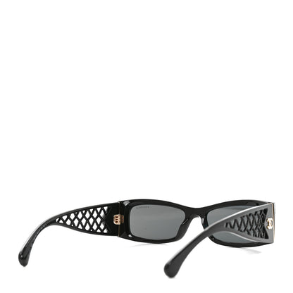 Chanel Acetate Rectangle Logo Sunglasses 5566 Black 4 of 7