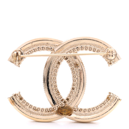 Chanel Pearl Crystal CC Brooch Gold 3 of 7