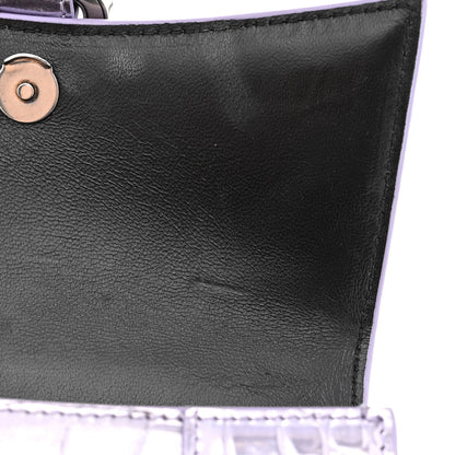 Balenciaga Metallic Calfskin Crocodile Embossed Hourglass Top Handle Bag XS Lilac 13 of 15