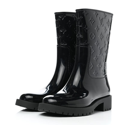 Louis Vuitton Rubber Embossed Monogram Splash Rain Short Boots 35 Black 3 of 8