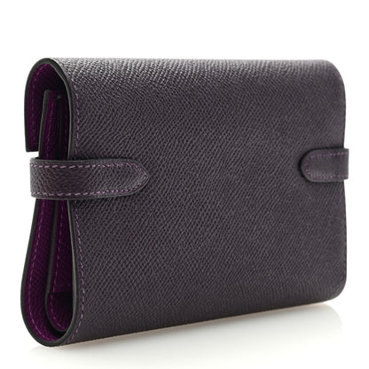 Hermes Epsom Verso Medium Kelly Wallet Raisin Anemone 3 of 7