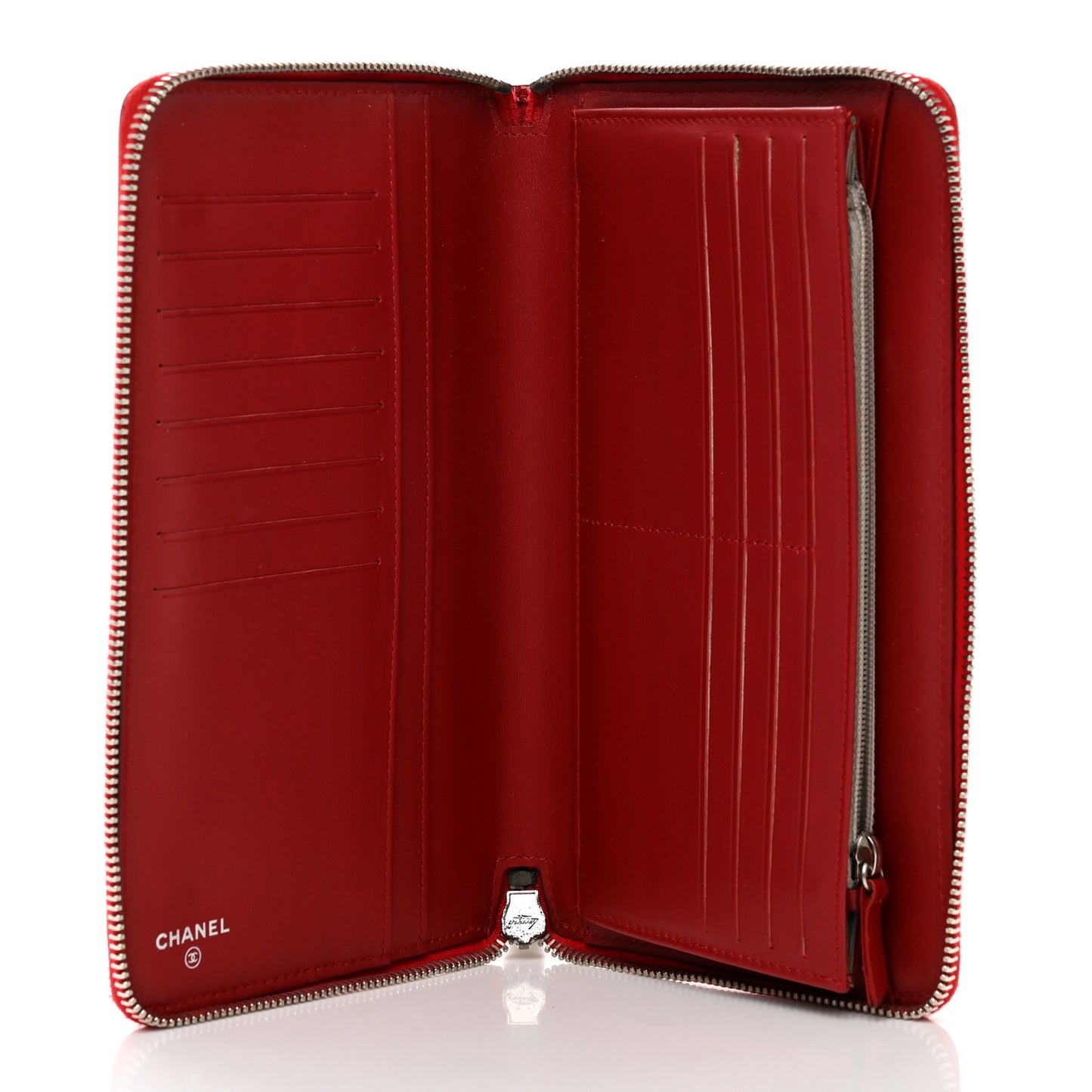 Patent Quilted Large Brilliant Zip Around Organizer Wallet Red